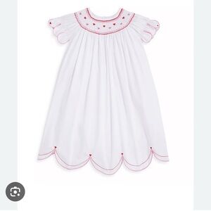 Bella bliss white with pink and red hearts smocked bishop dress size 24mo